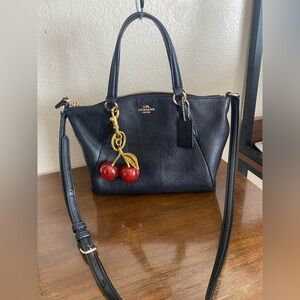 Coach Black Satchel with Red Cherry Charm